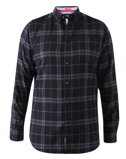 D555 Harwich Flannel Check Shirt Black - Ingek - Ingek 2XL-10XL