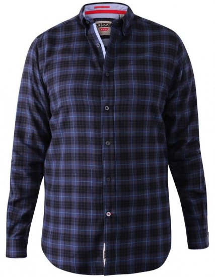 D555 Dovercourt Flannel Check Shirt Blue and Black - Ingek - Ingek 2XL-10XL