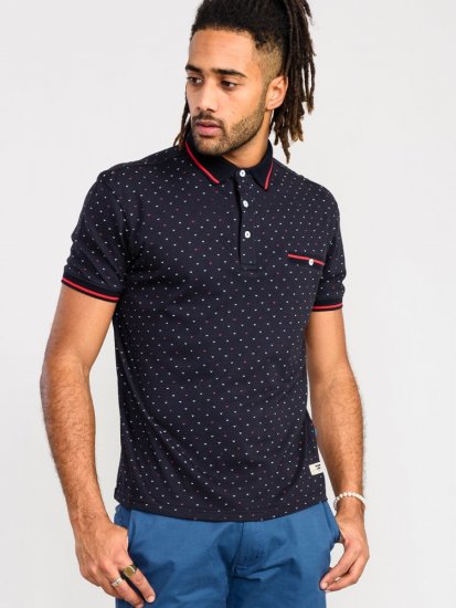 D555 Ashwell Ao Printed Polo Shirt Dark Navy - Pólóingek - Galléros Pólók 2XL-8XL - Pólóingek 2XL-8XL