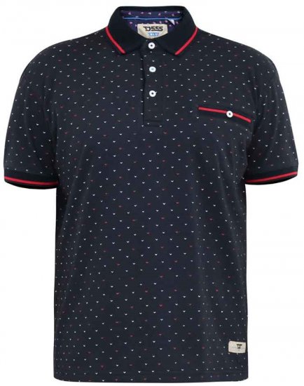 D555 Ashwell Ao Printed Polo Shirt Dark Navy - Pólóingek - Galléros Pólók 2XL-8XL - Pólóingek 2XL-8XL