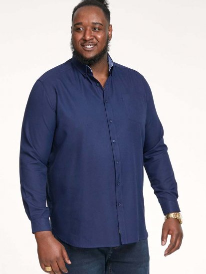 D555 Richard Long Sleeve Oxford Shirt Navy - Ingek - Ingek 2XL-10XL