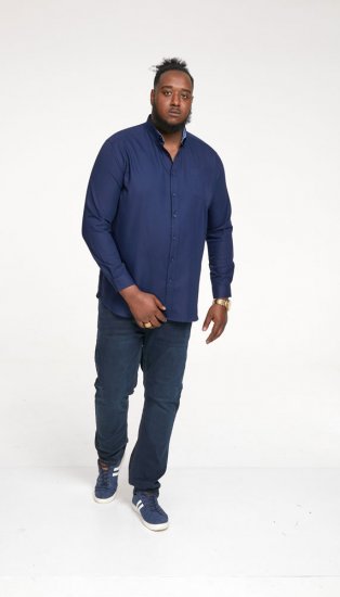 D555 Richard Long Sleeve Oxford Shirt Navy - Ingek - Ingek 2XL-10XL