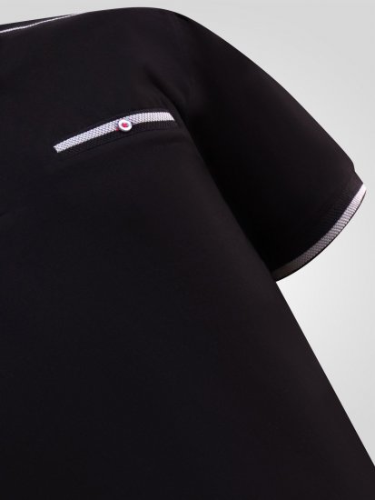 D555 Potts Jersey Polo With Jacquard Collar & Cuffs Fekete - Pólóingek - Galléros Pólók 2XL-8XL - Pólóingek 2XL-8XL