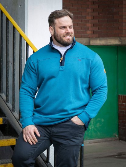 D555 Conway 1 1/4 Zip Neck Fleece Sweatshirt With Bear Logo Teal - Pulóverek & kapucnis pulóverek - Pulóverek & Kapucnis pulóver 2XL-12XL