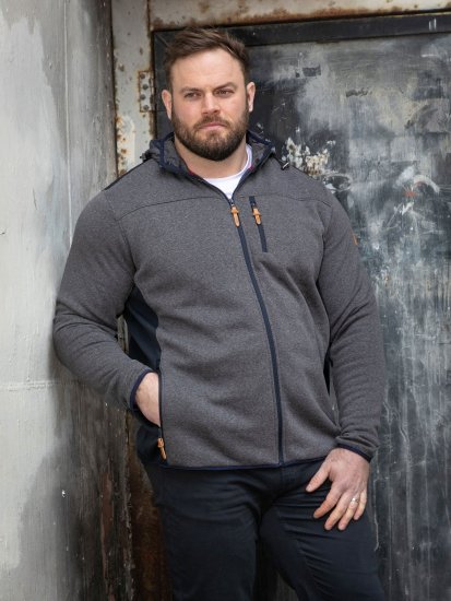 D555 Conrad Detachable Hood Bonded Fleece Zip Through Hoody TALL Tengerészkék - TALL pulóverek - TALL pulóverek és kapucnis felsők