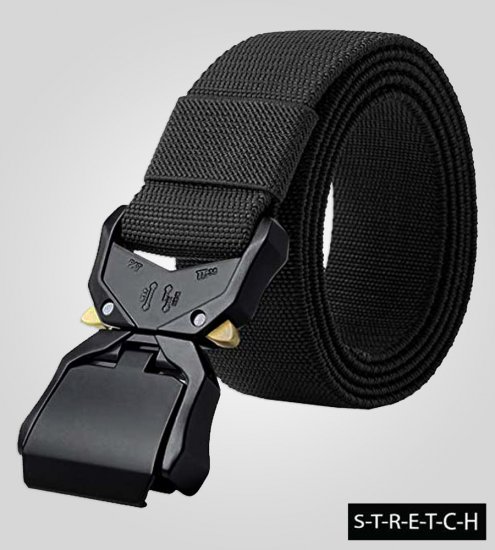 D555 Dale Tactical Stretch Webbing Belt with Heavy Duty Quick Release Buckle Black - Övek - Nagyméretű Övek W40-W70/2XL-8XL