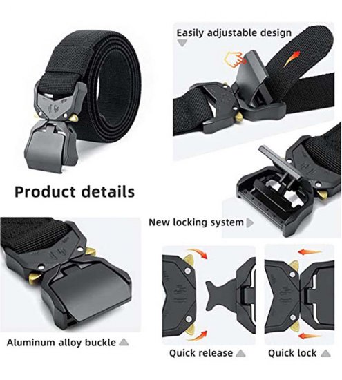 D555 Dale Tactical Stretch Webbing Belt with Heavy Duty Quick Release Buckle Black - Övek - Nagyméretű Övek W40-W70/2XL-8XL