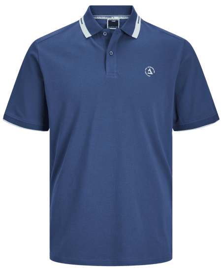 Jack & Jones JCOHASS LOGO Polo Ensign Blue - Pólóingek - Galléros Pólók 2XL-8XL - Pólóingek 2XL-8XL