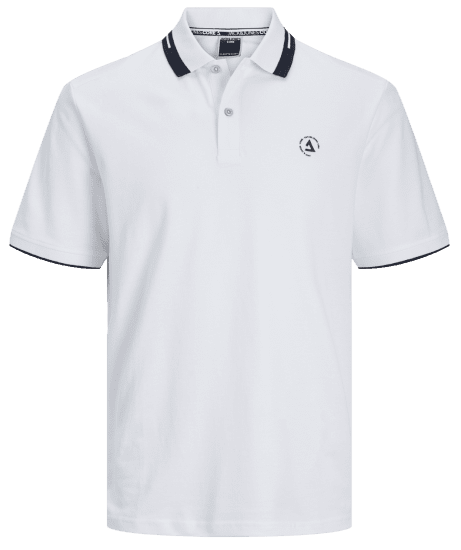 Jack & Jones JCOHASS LOGO Polo White - Pólóingek - Galléros Pólók 2XL-8XL - Pólóingek 2XL-8XL
