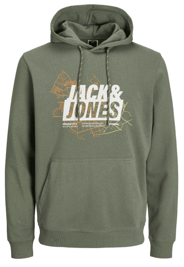 Jack & Jones JCOMAP LOGO SWEAT Hoodie Agave Green - Pulóverek & kapucnis pulóverek - Pulóverek & Kapucnis pulóver 2XL-12XL
