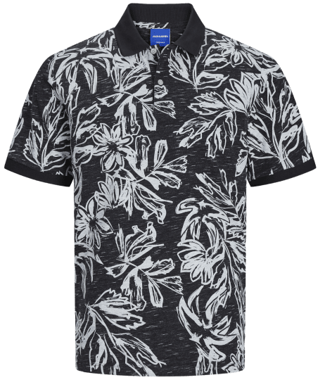 Jack & Jones JORLAFAYETTE AOP Polo Black - Pólóingek - Galléros Pólók 2XL-8XL - Pólóingek 2XL-8XL