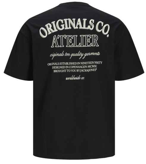 Jack & Jones JORSANTORINI BACK T-Shirt Black - Pólók - Nagyméretű pólók - 2XL-14XL