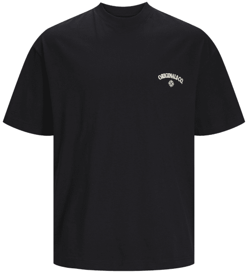 Jack & Jones JORSANTORINI BACK T-Shirt Black - Pólók - Nagyméretű pólók - 2XL-14XL