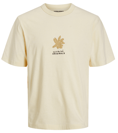 Jack & Jones JOREASTER ACTIVITY T-Shirt Buttercream - Pólók - Nagyméretű pólók - 2XL-14XL