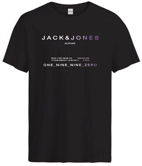 Jack & Jones JCORIOT T-Shirt Black - Pólók - Nagyméretű pólók - 2XL-14XL