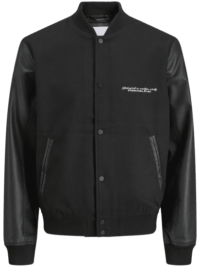 Jack & Jones Ross College Baseball Bomber Jacket Black - Kabátok - Nagyméretű Kabátok - 2XL-8XL