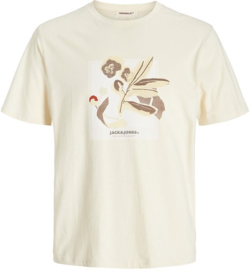 Jack & Jones Almeria Front Print Crew Neck T-Shirt Antique White - Pólók - Nagyméretű pólók - 2XL-14XL