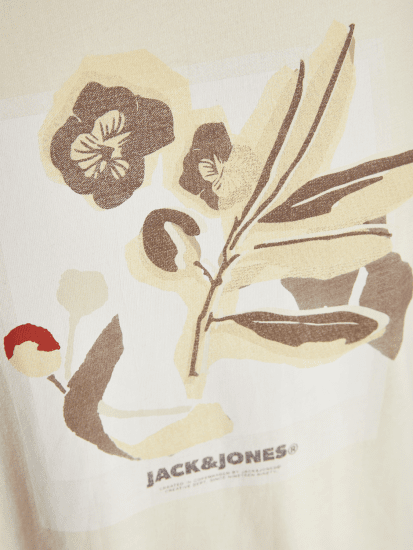 Jack & Jones Almeria Front Print Crew Neck T-Shirt Antique White - Pólók - Nagyméretű pólók - 2XL-14XL