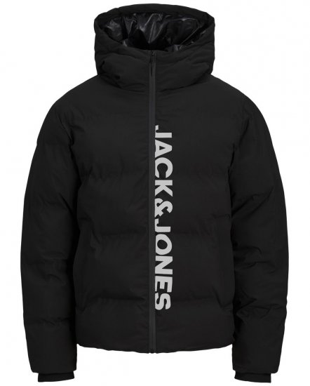 Jack & Jones Kaito Puffer Jacket Black With Print - Kabátok - Nagyméretű Kabátok - 2XL-8XL