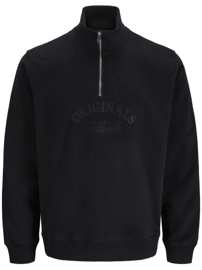 Jack & Jones Bleecker Branding High Neck Sweatshirt Black - Pulóverek & kapucnis pulóverek - Pulóverek & Kapucnis pulóver 2XL-12XL