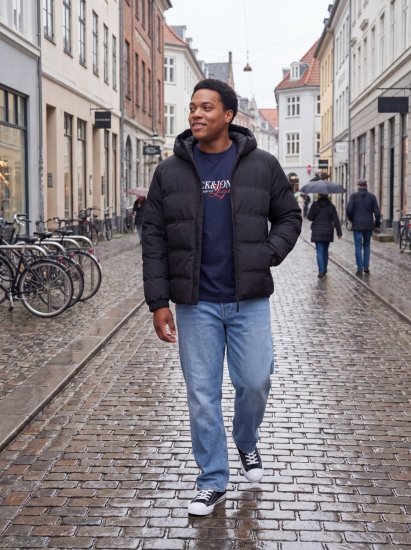Jack & Jones Sage Steppelt dzseki Fekete - Kabátok - Nagyméretű Kabátok - 2XL-8XL