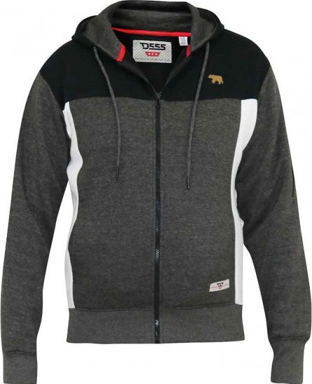 D555 NATHAN Full Zip Hoody With Cut And Sew Detail Black/Charcoal - Pulóverek & kapucnis pulóverek - Pulóverek & Kapucnis pulóver 2XL-12XL