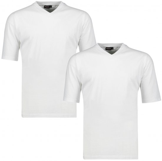 Adamo Maverick Comfort fit 2-pack V-neck T-shirt White - Pólók - Nagyméretű pólók - 2XL-14XL