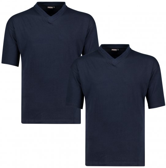 Adamo Maverick Comfort fit 2-pack V-neck T-shirt Navy - Pólók - Nagyméretű pólók - 2XL-14XL