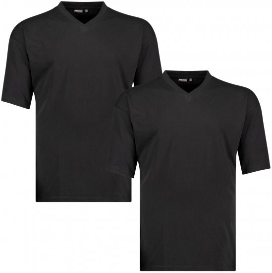 Adamo Maverick Comfort fit 2-pack V-neck T-shirt Black - Pólók - Nagyméretű pólók - 2XL-14XL