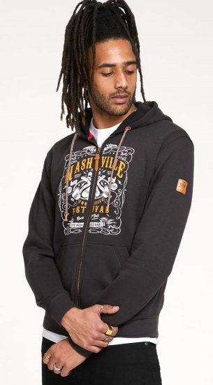 D555 KNEBWORTH Full Zip Hoody With Chest Print Black - Pulóverek & kapucnis pulóverek - Pulóverek & Kapucnis pulóver 2XL-12XL