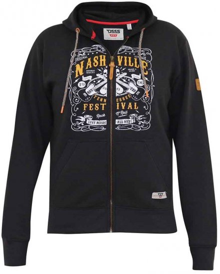D555 KNEBWORTH Full Zip Hoody With Chest Print Black - Pulóverek & kapucnis pulóverek - Pulóverek & Kapucnis pulóver 2XL-12XL