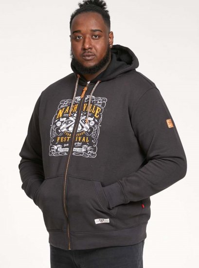 D555 KNEBWORTH Full Zip Hoody With Chest Print Black - Pulóverek & kapucnis pulóverek - Pulóverek & Kapucnis pulóver 2XL-12XL