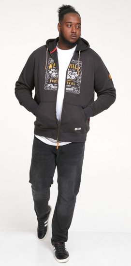 D555 KNEBWORTH Full Zip Hoody With Chest Print Black - Pulóverek & kapucnis pulóverek - Pulóverek & Kapucnis pulóver 2XL-12XL