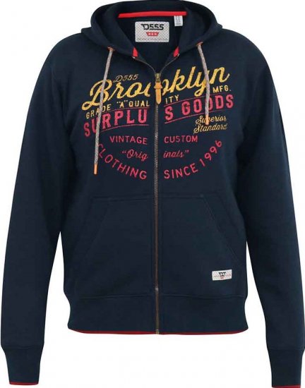 D555 WORCESTER Full Zip Hoody With Brooklyn Chest Print - Pulóverek & kapucnis pulóverek - Pulóverek & Kapucnis pulóver 2XL-12XL