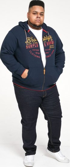 D555 WORCESTER Full Zip Hoody With Brooklyn Chest Print - Pulóverek & kapucnis pulóverek - Pulóverek & Kapucnis pulóver 2XL-12XL