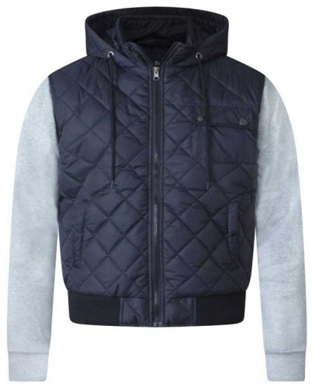 D555 Willie Hooded Quilted Jacket with Fleece sleeves - Kabátok - Nagyméretű Kabátok - 2XL-8XL