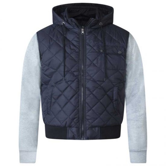 D555 Willie Hooded Quilted Jacket with Fleece sleeves - Kabátok - Nagyméretű Kabátok - 2XL-8XL