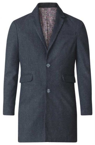 D555 Terry Checked Overcoat Charcoal - Kabátok - Nagyméretű Kabátok - 2XL-8XL