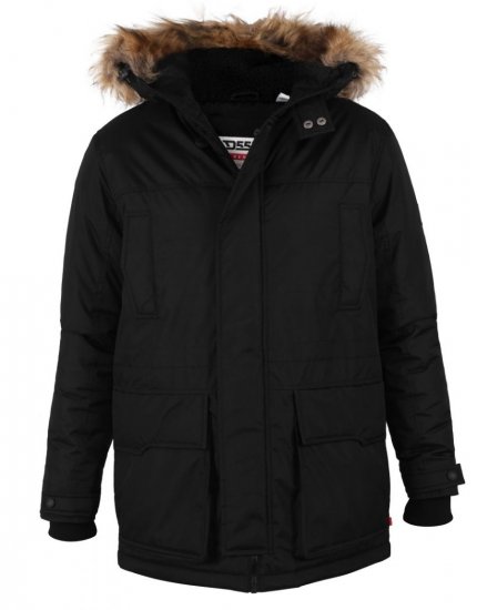 D555 Lovett Parka Black - Kabátok - Nagyméretű Kabátok - 2XL-8XL