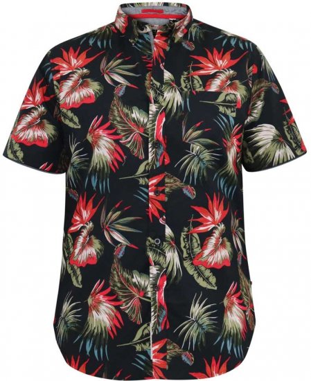D555 LENNOX Hawaiian AO Print Shirt Black - Ingek - Ingek 2XL-10XL