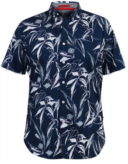 D555 FINLEY Hawaiian AO Print Shirt Navy - Ingek - Ingek 2XL-10XL