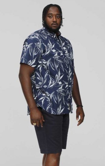 D555 FINLEY Hawaiian AO Print Shirt Navy - Ingek - Ingek 2XL-10XL