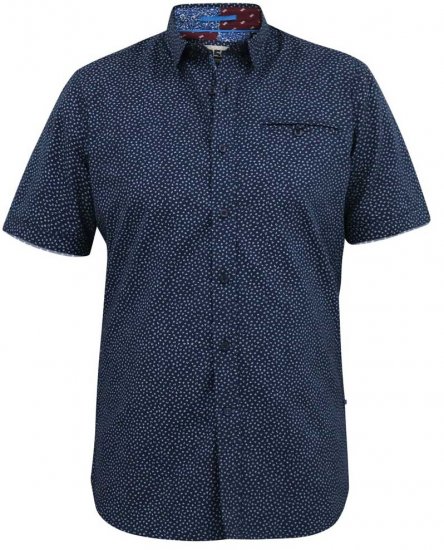 D555 BRODY S/S Micro AO Print Shirt Navy - Ingek - Ingek 2XL-10XL