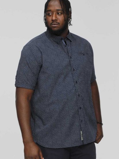 D555 BRODY S/S Micro AO Print Shirt Navy - Ingek - Ingek 2XL-10XL