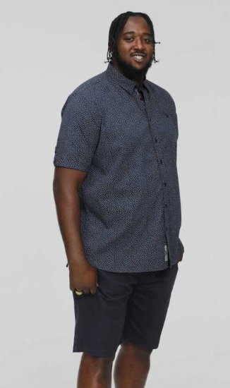 D555 BRODY S/S Micro AO Print Shirt Navy - Ingek - Ingek 2XL-10XL