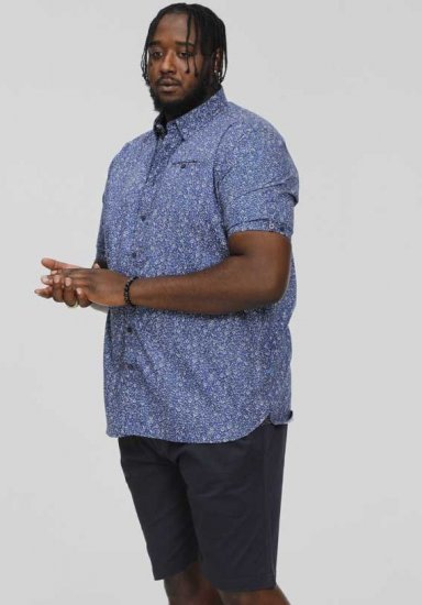 D555 KYLE S/S Micro AO Print Shirt Blue - Ingek - Ingek 2XL-10XL