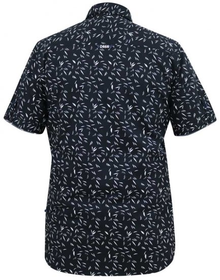 D555 BEAU S/S AO Leaf Print Shirt Navy - Ingek - Ingek 2XL-10XL
