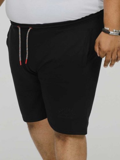 D555 STEFAN1 Elasticated Waist Loop Back Shorts Black - Melegítőnadrág & rövidnadrág - Melegítőnadrág & Melegítő Rövidnadrág 2XL-12XL