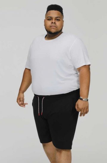 D555 STEFAN1 Elasticated Waist Loop Back Shorts Black - Melegítőnadrág & rövidnadrág - Melegítőnadrág & Melegítő Rövidnadrág 2XL-12XL