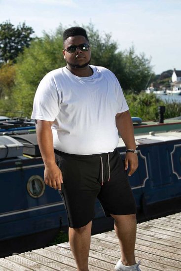 D555 STEFAN1 Elasticated Waist Loop Back Shorts Black - Melegítőnadrág & rövidnadrág - Melegítőnadrág & Melegítő Rövidnadrág 2XL-12XL